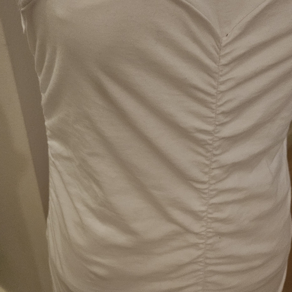 Express White Cap Sleeve Rouched Detail Women's Top Size M Flattering - Picture 2 of 8